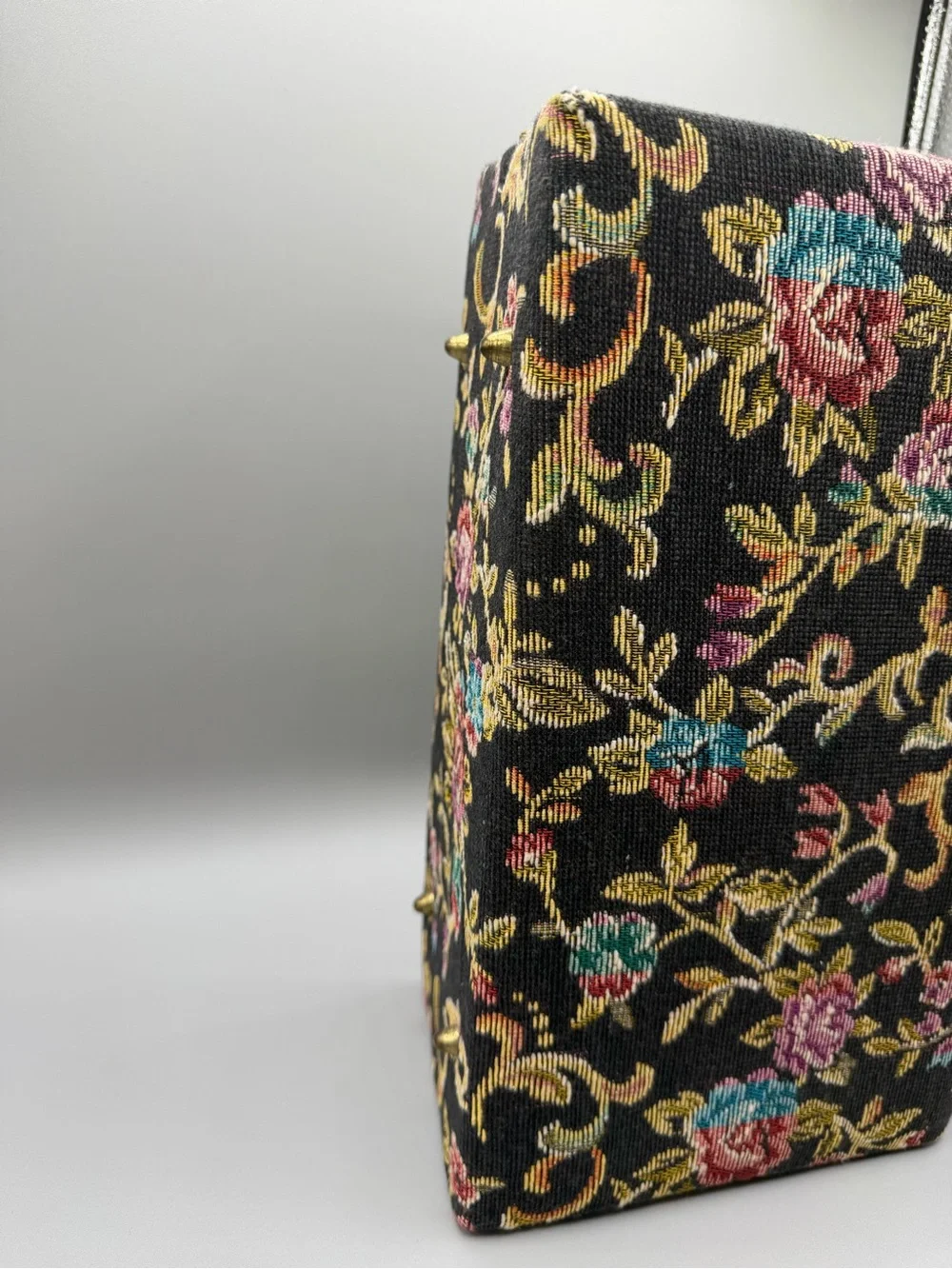 Vintage Floral Tapestry Top-Handle Bag.  Carpet Bag Handbag